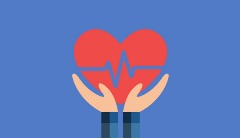 Hands holding heart illustration