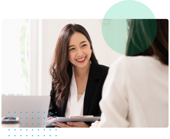 Professional worker sitting at a desk - HealthStream