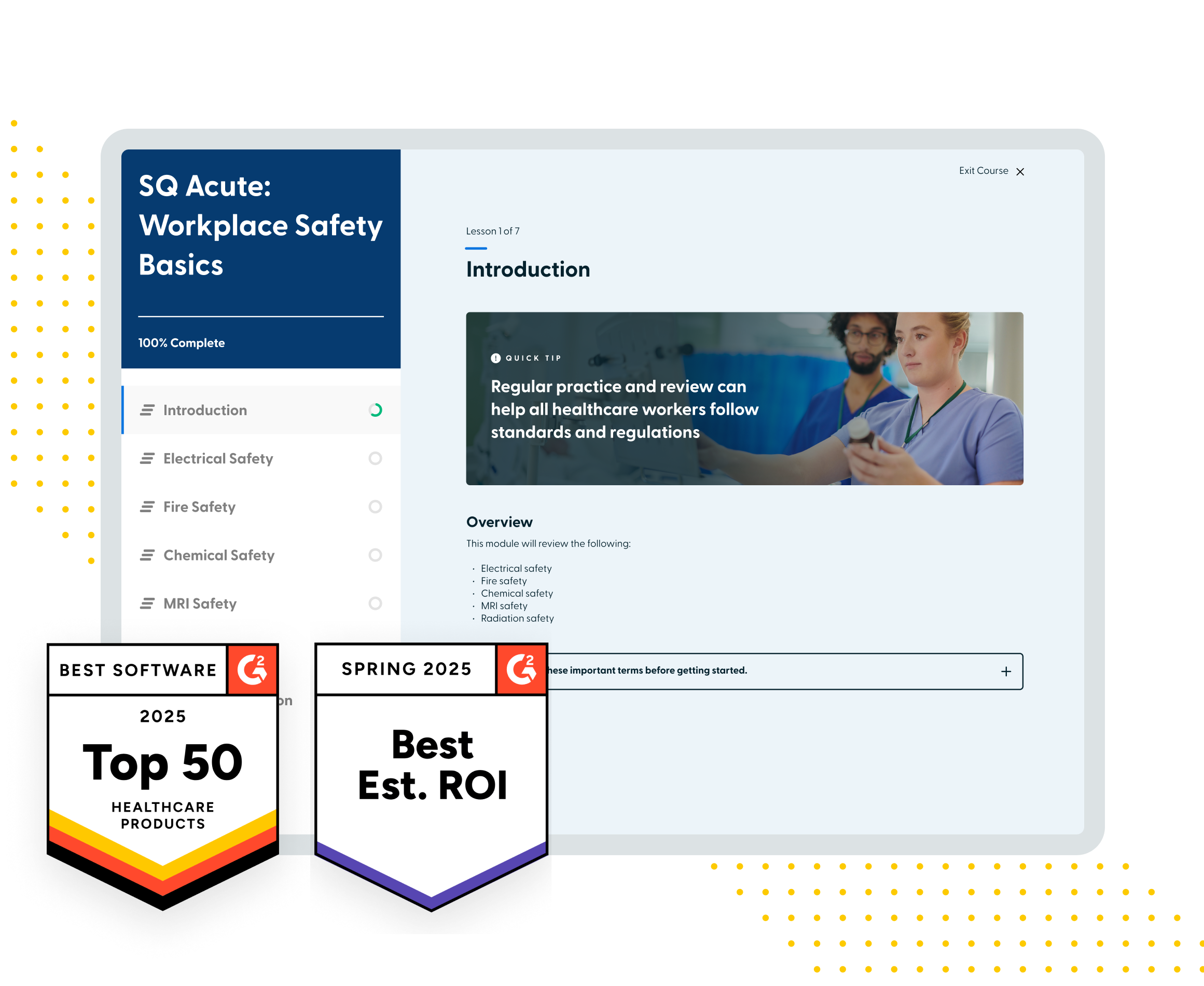 SafetyQ software screen with G2 badges