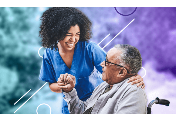 Nurse with elderly patient in wheelchair