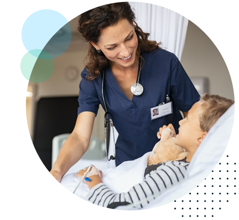 Happy nurse with child in hospital - HealthStream