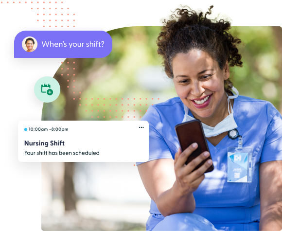 Nurse outside using smartphone