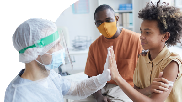 Healthcare worker with young patient
