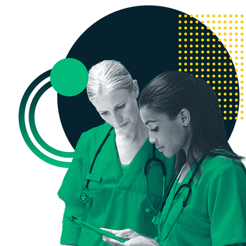 Nurses looking at tablet - HealthStream's Build back the workforce