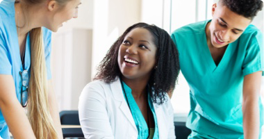 Healthcare professionals smiling